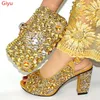 Chaussures habillées Doershow Italien Gold and Bags Amory Match Set Nigerian Matching Sac African Wedding Sethjl153599070