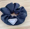 Black Triangle Letter Scrunchies Hairbands Solid Color Satin Hair Bands Large intestine Hair Ties Ropes Girls Ponytail Holder Hair Accessories Brand Designs