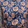 Azul marino Cuello alto Jersey de manga larga Estampado floral Mini volante plisado Falda de línea A Conjunto de dos piezas T0101 210514