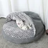 Luxury Pet Dog Bed Cave Round House Super Warm Soft Plush Breathable Non-Slip Solid Kennel Kitten Washable Cushion for Puppy Cat 210401