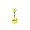 Acrylic Double Pearl Ball Belly Button Ring Stainless Steel Bar Curved Navel Rings for Body Piercing Jewelry