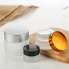 5g 10g Glass Jar Face Cream Bottle Cosmetic Empty Container with Black Silver Gold Lid and Inner Pad for Lotion Lip Balm