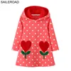 SAILEROAD Hoodies arc-en-ciel oiseau enfants robe à manches longues avec des vêtements à capuche enfants licorne robes pour filles 210317