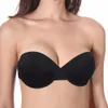 Dropship Dos Nu Transparent Femmes Rembourré Push Up Soutien-Gorge Sans Bretelles Convertible Ajusté Demi-Tasse Simple Sexy Lingerie Tous Les Jours 210623