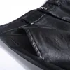 Calças de moda Plus Size Alta Cintura Pu Larga Perna Calças de Tornozelo Mulheres Baggy Black Brilhante Faux Leather Womens Solto Calça Capris