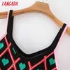 Kobiety Elegancki wzór serca Dzianina Tank Top Rękawów Bez Rękawów Bez Rękawów Sweet Topy 7Y17 210416