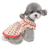 夏の犬の服赤プリントのドレスのドレスの子犬スカートヨークシャーチワワShih Tzuマルトーゼポメラニアンビチンプードルペット猫服