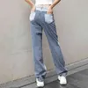 Mode Damen Hosen Y2K Jeans Herbst High Street Denim Hosen Baggy Baumwolle Gespleißte Jeans Mom Klassische Cargo Hosen für Mädchen Y211115