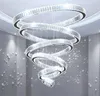 Modern Chandelier for Living Room Large Hotel Hall Staircase LED Crystal Chandeliers Round Rings Light Fixtures Home Decor Lamp