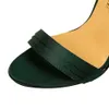 2021 Crystal Women Satin 11cm Högklackat Fetisch Silk Sandaler Gladiator Sommarskor Öppna Toe Green Platform Blue Satin Sandles Y0721