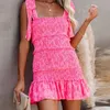 Vestidos casuais mulheres camadas ruffle Ruched verão vestido elegante moda chique rosa cottagecore indie estilo 2021 mini bodycon