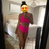 Ruuhee badkläder kvinnor criss cross baddräkt sexig strand bär solida bikini set tryckta hög midja push up baddräkt 210722