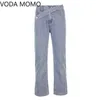 Streetwear koreanska stil jeans för kvinnor mode hög midja breda ben kvinna denim hajuku lastbyxor jeans kvinna 211129