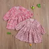 0-3 ans printemps automne né enfant en bas âge bébé fille robe Vintage imprimé fleuri velours côtelé robes à manches longues 210515