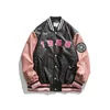 Heren Jassen Vintage Motorfiets Jas 2021 Herfst Letter Embroid PU Lederen Honkbal Bomber Jas Mannen Dames Overjaag Varsity