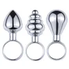 3pcs/Set Mini Metal Anal Plugs With Finger Ring Anus Expander Anal Sex Toys For beginner Vaginal Butt Plug Prostate Massager X0401