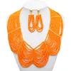 イヤリングネックレスYulailiデザイン女性ファッションパウエル卸売ジュエリーセットオレンジマルチレイヤーストランドネックラセーストランクリスタルセット