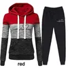 Kvinnor Tracksuit 2 Pieces Set Winter Hoodies + Byxor Patchwork Pullover Sweatshirt Kvinna Sport kostym Outfits för kvinna kläder 210930