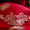 Ensembles de literie haut de gamme or Phoenix Loong broderie mariage chinois 100% coton ensemble rouge housse de couette drap de lit couvre-lit taies d'oreiller