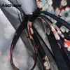 Elegancki Floral Print Wrap Kobiety V Neck Vintage Koszula Batwing Z Długim Rękawem Luźna Bluzka Domowa Z Pasem Blusas Mujer 210413