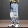 Mode Streetwear Men Jeans Loose Fit Patchwork Spliced ​​Designer Denim Cargo Pants Hombre Hip Hop Joggers Wide Ben Byxor