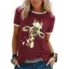 Sommar patchwork Print Top Kläder Kortärmad O-Neck Pullover Base Tshirts Femalecasaul Rolig Tee Shirt Camisetas Mujer 210623