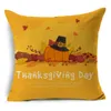 Thanksgiving Day Pillow Cases Hello Autumn Cotton Linen Sofa Car Pumpkin Cushion Cover Home Decor 45*45