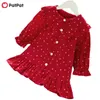 Spring and Autumn Baby / Toddler Girl Polka dots Ruffled Doll Collar Long-sleeve Dress 210528