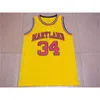 NCAA 1985 Maryland Terps College 농구 저지 34 Len Bias 농구 셔츠 University Yellow White Black Red 도매 유니폼