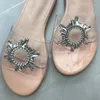 Hausschuhe 2021 PVC Transparent Kristall Sonne Blumen Schnalle Damen Sommer Karree Damen Seltsame High Heels Sandalen Schuhe