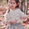 Spring Kids Girl Sweater Coat Long Sleeves Open Stitch Ruffles Outwear Children Clothes E1043 210610