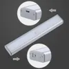 Luz LED con Sensor de movimiento PIR, lámpara de pared inalámbrica USB para cocina, 3 modos, nivel de brillo, 30 LED, armario/debajo del gabinete