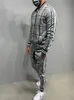 Hombres Sportsuits Caballeros Chándal Cremallera Fullset Chaqueta Traje Manga larga Raya Abrigo Pantalones Gimnasios Conjuntos casuales