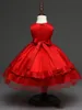 Gown Flower Girl Dresses with Bows Communion Party Ball Pageant Dress for Little Girls Kids/Children Wedding