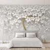Papéis de parede personalizados Po Murale 3D murais de parede em relevo árvores estética moderna mural branco sala de estar sofá quartotodo decoração
