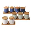 Set di pentole per condimenti in ceramica nordica Set da cucina per la casa Ppot Pepe Sale Zuccheriera Bottiglia 211110