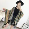 Tröja ull kvinnor v-neck koreansk stil höst vinter varm mjuk stickad poncho femme jumper cashmere 210427