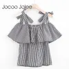 Jocoo Jolee Bow koronkowe Camis dla kobiet seksowne marszczenia z ramiączki