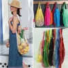 Mesh Net Sacs À Provisions Fruits Légumes Portable Pliable Coton Corde Réutilisable Tortue Sacs Fourre-tout pour Cuisine Articles Divers DHJ21 60pcs