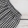 As crianças do verão conjuntos de moda meninos de manga curta o pescoço t-shirt longo calças preto e branco xadrez bonito meninas roupas 1-6t 210629