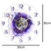 壁の時計ザトウクジラと月の印刷されたアクリルクロック紫色のファンタジーアートワーク時計のリビングルームサイレントクォーツ2555062のための壁