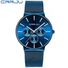 Wristwatches CRRJU Brand Men's Watches Chronograph Watch Stainless Steel Blue Mesh Belt Quartz Sport Male Hombre Reloj