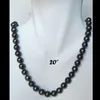 Neue feine Perlen Perlen Halsketten Schmuck 16-20 "Zoll lange echte Runde 9-10mm Schwarze Perlenkette