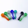 CSYC Y072 Tubo de mão de vidro Colher colorida Dab Rigs Bubbler Fumar Cachimbos de tabaco Buraco de ar lateral