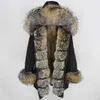 OFTBUY imperméable longue Parka veste d'hiver femmes réel manteau de fourrure col naturel capuche épais chaud streetwear détachable 211220