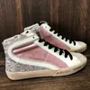 Designer Italy Brand Sneakers high-top Shoe Golden Women casual shoes Trainers Sequin Classic White Do-old Dirty Men shoe