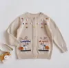 INS Baby Mädchen Kleidung Strickjacke Langarm Cartoon Pferd Design Pullover 100% Baumwolle Top Winter Warme Kleidung