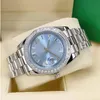 2 styles Watch automatique de la montre automatique Fashion classique Roman Ice Blue Face 41 mm Diamond Member inoxydable en acier inoxydable Buckle242a