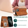 Solid color PU Leather zipper flip Wallet phone Cases For iPhone 13 12 Mini 11 Pro XR XS Max X 8 7 Plus Multiple Credit Card Slot stand kickstand Retro Pouch case