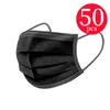 50pcs/lot黒い使い捨てフェイスマスク3層保護耳たて口の衛生屋外マスク